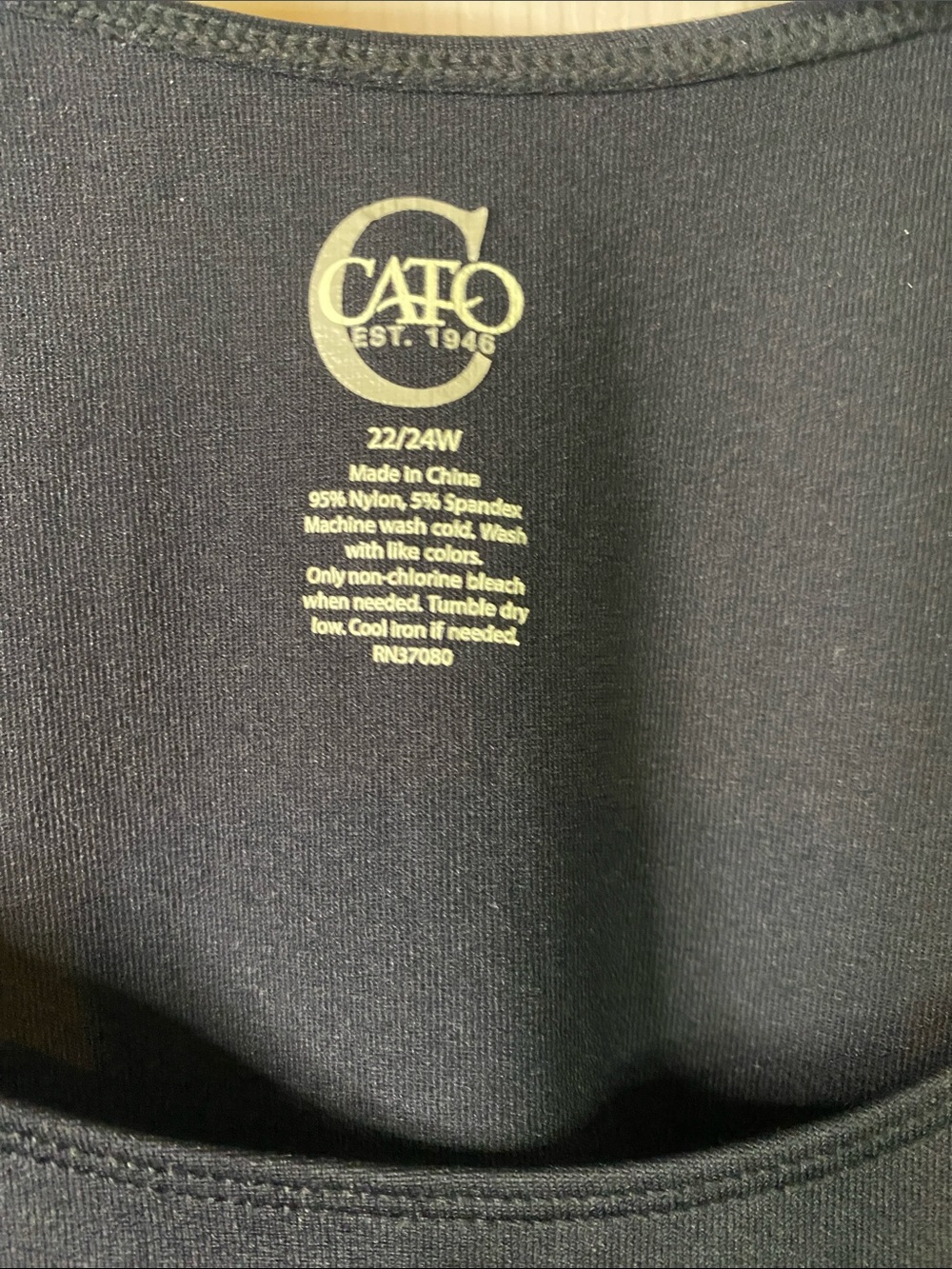 Cato Women's Black Scoop Neck Tank Size 22/24 - Picture 3 of 5